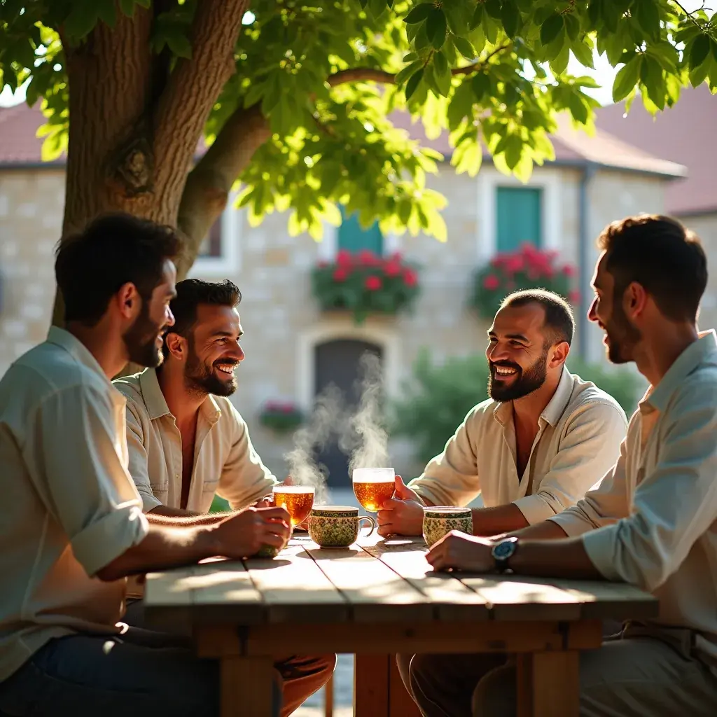 Muškarac u sportskom odijelu i šalicom čaja
