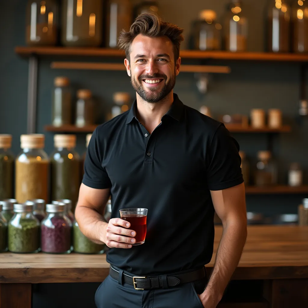 Muškarac uživa u čaju s prijateljima na terasi